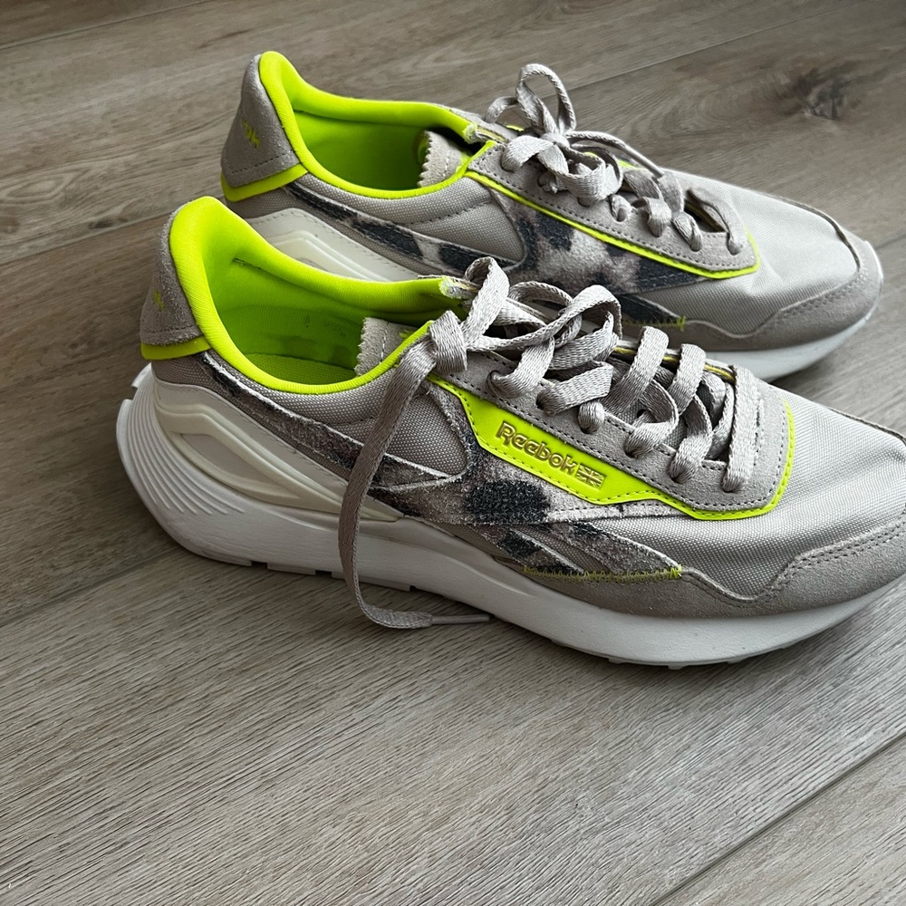 Reebok Gray and Neon Yellow Athletic Shoes